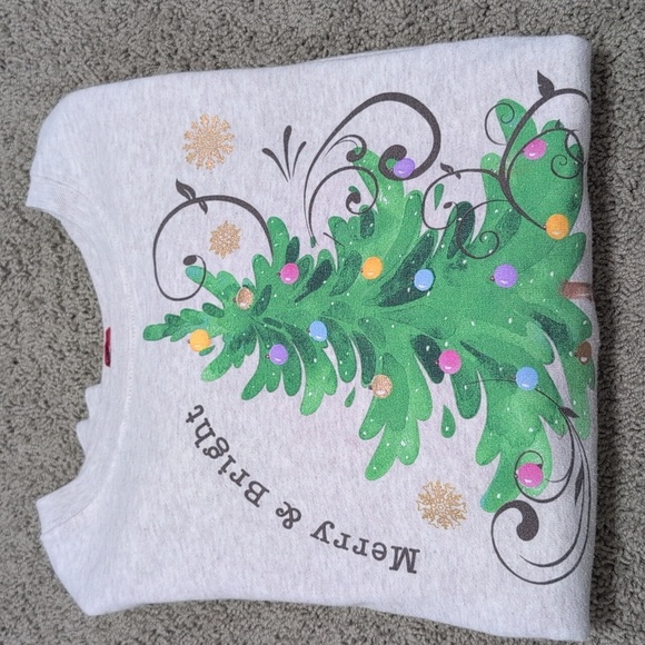 Merry & Bright Christmas Tree Crewneck Sweatshirt Dec 25th XL - Picture 11 of 11